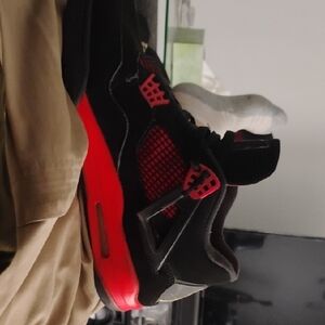 Jordan Black and Red Air 4 Sneakers